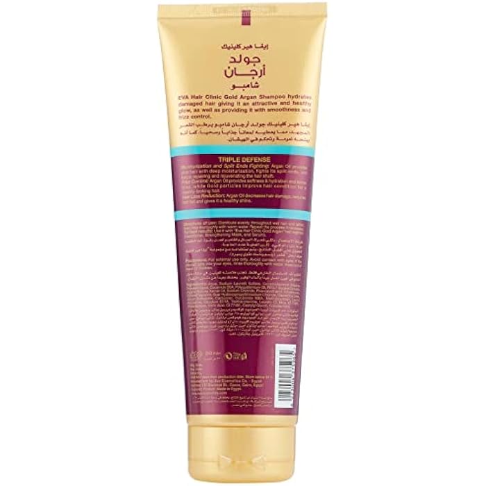 Eva Hair Clinic Triple Defense Shampoo with Gold and Argan Oil - 230 ml - Image 2